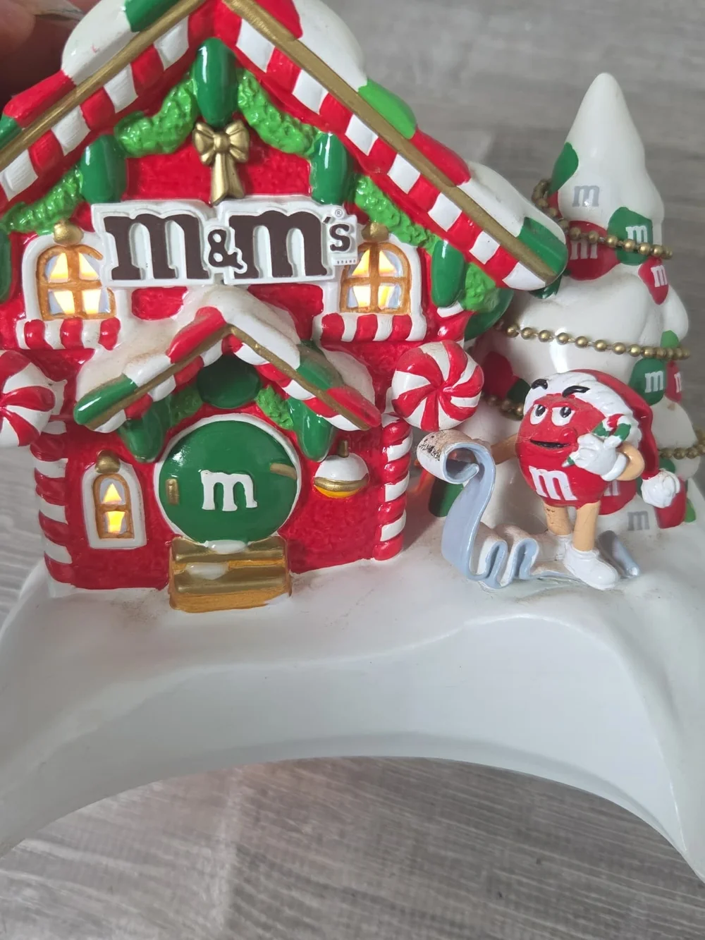 Vintage M&M'S Red & Green Candy Cottage Holiday Figurine